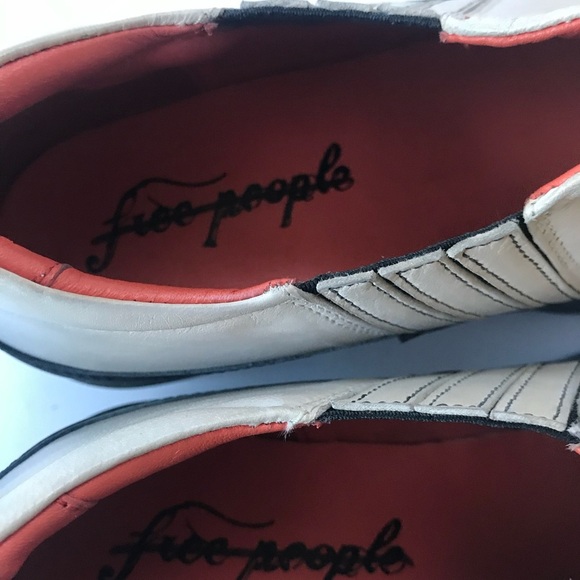 #096 Free People Sz 6.5 Oxford Loafers | Platform/ Chunk Heel GrayWhiteBlackRed - Picture 10 of 10